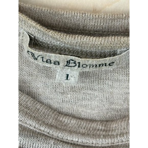 Vlas Blomme Gray Long Sleeve Round Neck Classic Linen Pullover Sweater Size 1 - Picture 2 of 5